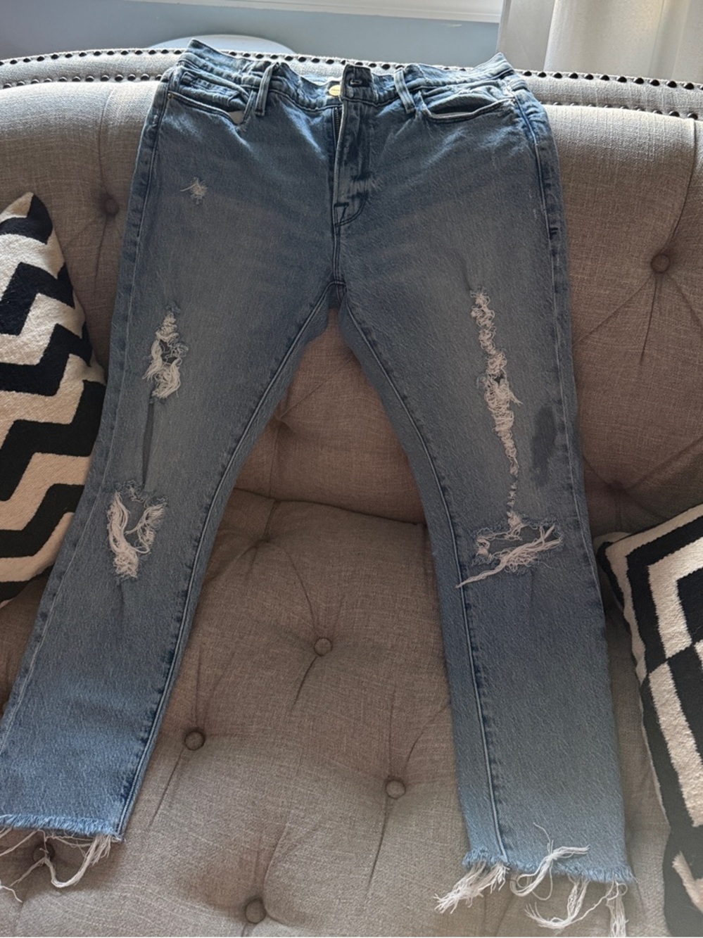 Frame Denim Light Blue Distressed Boyfriend Jeans